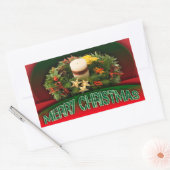 クリスマスの飾り付けを保持モダンする 長方形シール (封筒)