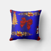 クリスマスの飾り付けを青に クッション (裏面)