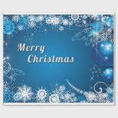 クリスマスの飾り付けオーナメントブルー ラッピングペーパー (フラット)