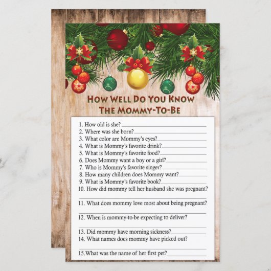 クリスマスの飾り付けゲームを知っている (正面/裏面)