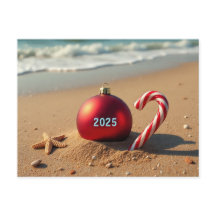 クリスマスの飾り付けビーチのホリデーカード