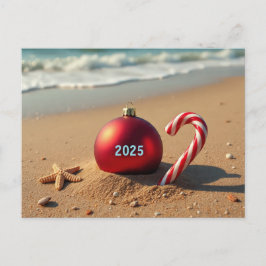 クリスマスの飾り付けビーチのホリデーカード シーズンポストカード