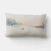 クリスマスの飾り付け冬の森パーソナライズされた地 ランバークッション (裏面)