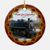 クリスマスの飾り付け列車に乗る セラミックオーナメント (裏面)