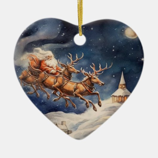 「クリスマスの飾り付け前の夜だった セラミックオーナメント (正面)
