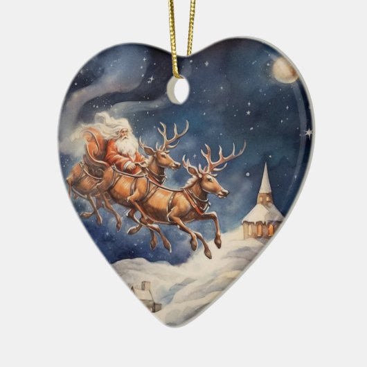 「クリスマスの飾り付け前の夜だった セラミックオーナメント (左)