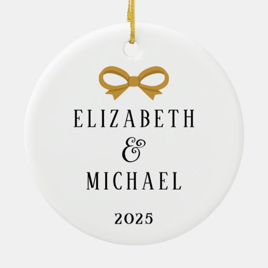 クリスマスの飾り付け新品が最初結婚したに セラミックオーナメント (裏面)