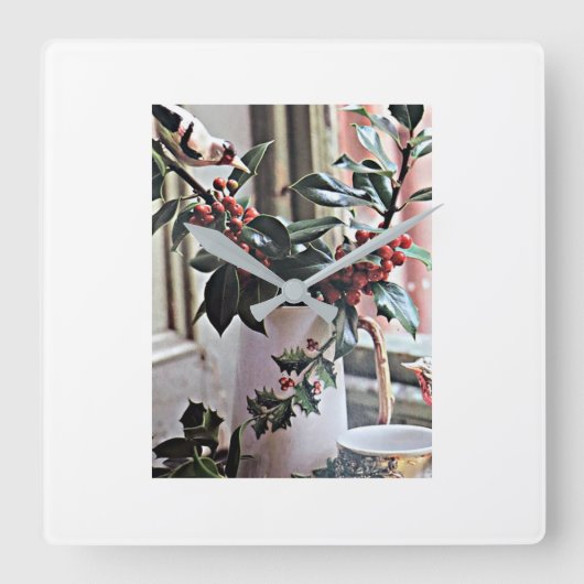 **クリスマスの飾り付け**時計 スクエア壁時計 (正面)