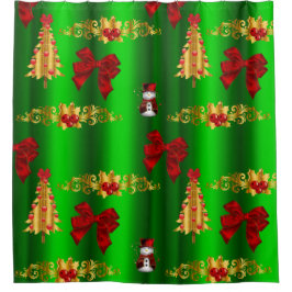 クリスマスの飾り付け（緑） シャワーカーテン