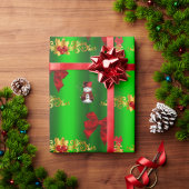 クリスマスの飾り付け（緑） ラッピングペーパー