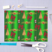 クリスマスの飾り付け（緑） 薄葉紙 (クラフト)