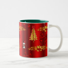クリスマスの飾り付け(赤) ツートーンマグカップ