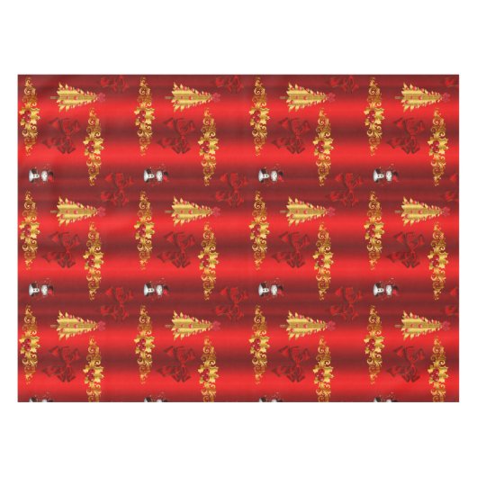 クリスマスの飾り付け（赤） テーブルクロス (正面(横))