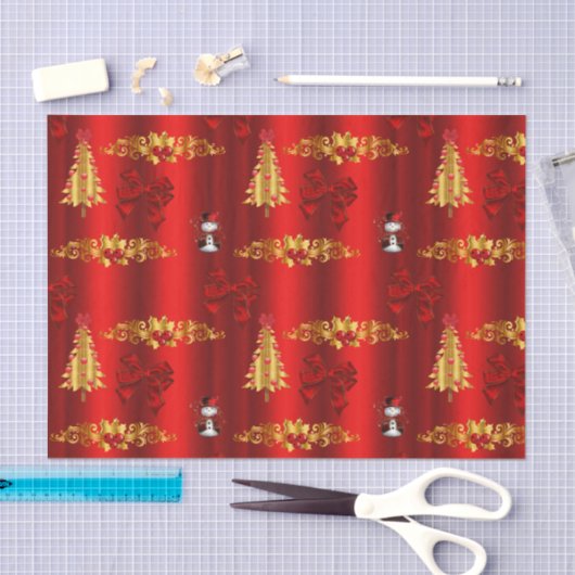 クリスマスの飾り付け(赤) 薄葉紙 (クラフト)