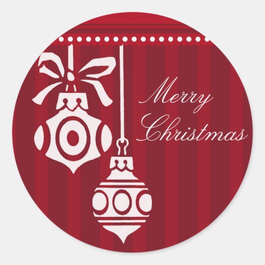 クリスマスの飾り付赤と白け ラウンドシール (正面)