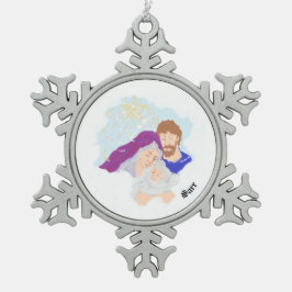 クリスマスの飾り：主イエス・キリストの誕生 スノーフレークピューターオーナメント