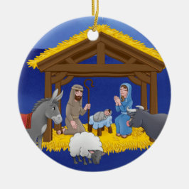 クリスマスの飾り、出生の場面 セラミックオーナメント