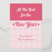 クリスマスの飾り 星 雪の結晶の写真 ピンク 箔シーズンカード (裏面)