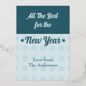 クリスマスの飾り 星 雪の結晶の写真 青い 箔シーズンカード (裏面)