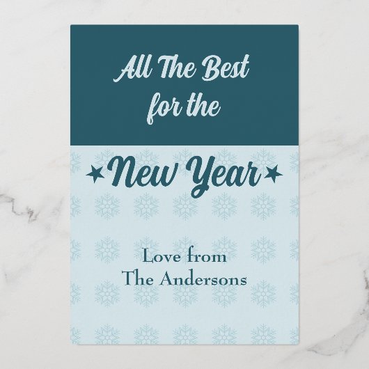 クリスマスの飾り 星 雪の結晶の写真 青 箔シーズンカード (裏面)