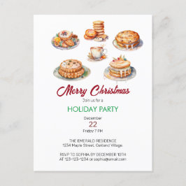 クリスマスの饗宴の水色 インビテーションポストカード