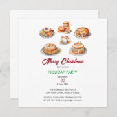 クリスマスの饗宴の水色 招待状 (正面/裏面)