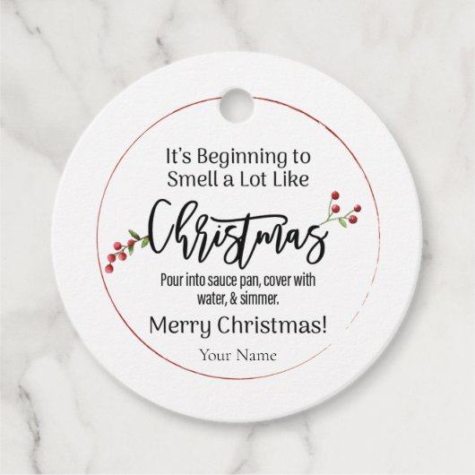 クリスマスの香りがするラベルだ フェイバータグ (正面)