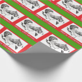 クリスマスの馬およびサンタクロース ラッピングペーパー (角)