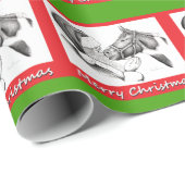 クリスマスの馬およびサンタクロース ラッピングペーパー (ロールコーナー)