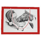 クリスマスの馬およびサンタクロース ラージペーパーバッグ (裏面)