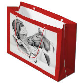 クリスマスの馬およびサンタクロース ラージペーパーバッグ (正面アングル)