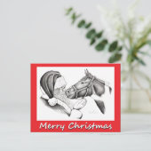 クリスマスの馬およびSaantaクロース シーズンポストカード (スタンド正面)