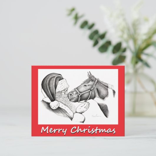 クリスマスの馬およびSaantaクロース シーズンポストカード (スタンド正面)