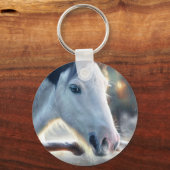 クリスマスの馬と美しいフクロウ キーホルダー (正面)
