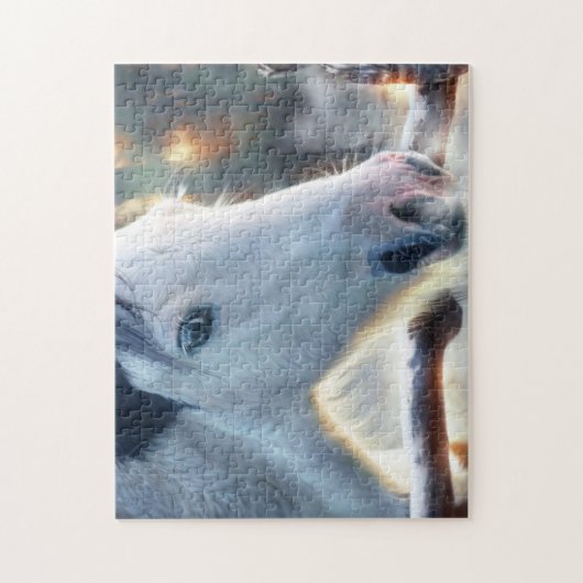 クリスマスの馬と美しいフクロウ ジグソーパズル (縦)