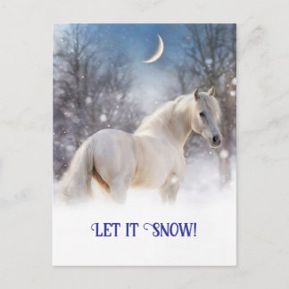 クリスマスの馬と雪 シーズンポストカード
