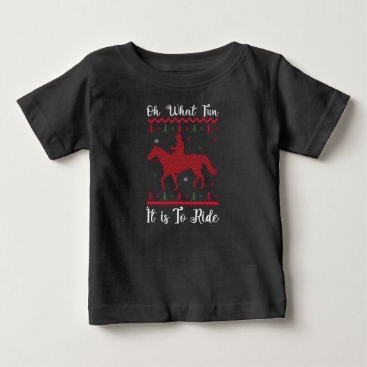 クリスマスの馬に乗る楽しさ ベビーTシャツ (正面)