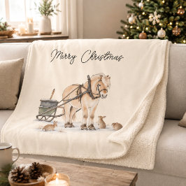 クリスマスの馬の動物たち 冬 シェルパブランケット