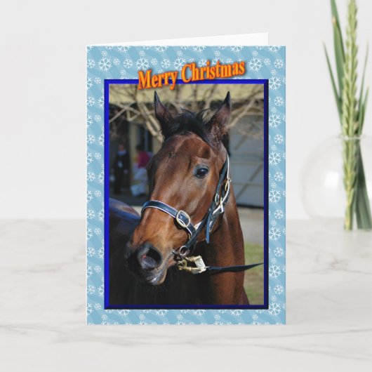 クリスマスの馬の幸せな休日のクリスマス動物 シーズンカード (正面)