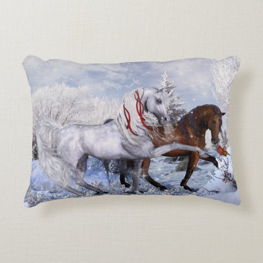 クリスマスの馬の装飾用クッション アクセントクッション (正面)