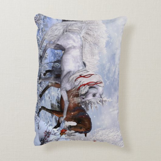 クリスマスの馬の装飾用クッション アクセントクッション (裏面(縦))