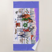 クリスマスの馬を雪のビーチタオル ビーチタオル (正面)