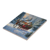 クリスマスの馬一頭引きのそり サンタクロース タイル (側面)