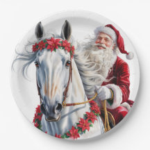 クリスマスの馬好きのための紙皿