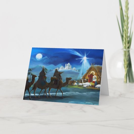 クリスマスの馬小屋のシーン グリーティングカード シーズンカード (正面)