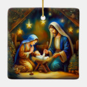 クリスマスの馬小屋のシーン セラミックオーナメント (裏面)