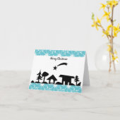 クリスマスの馬小屋の情景 カード (黄色い花)