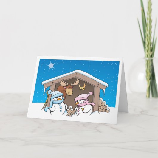 クリスマスの馬小屋場面 シーズンカード (正面)