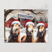 クリスマスの馬 かわいい楽しい休日 ポストカード (正面)