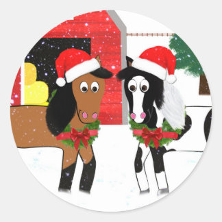 クリスマスの馬 ラウンドシール